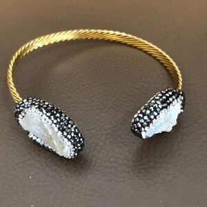 Pave bracelet with druzy stone and pave crystals.